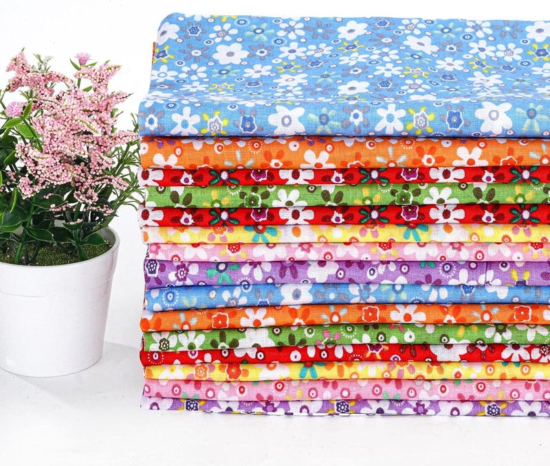 Kingdder 15 Pcs 20 x 20 Inch Cotton Fabric Floral Square Quilting Patchwork Flower Fabric Fat Quarter Colorful Printed Square Patchwork Fat Bundles for DIY Crafts Cloths Handmade Accessories Supplies - Image 1